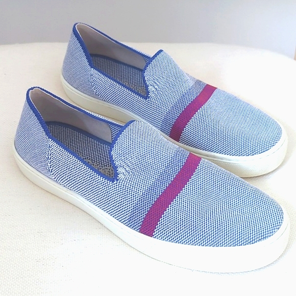 Rothy's Shoes - ROTHY'S The Original Slip On Sneakers Blue Stripe Sz 9